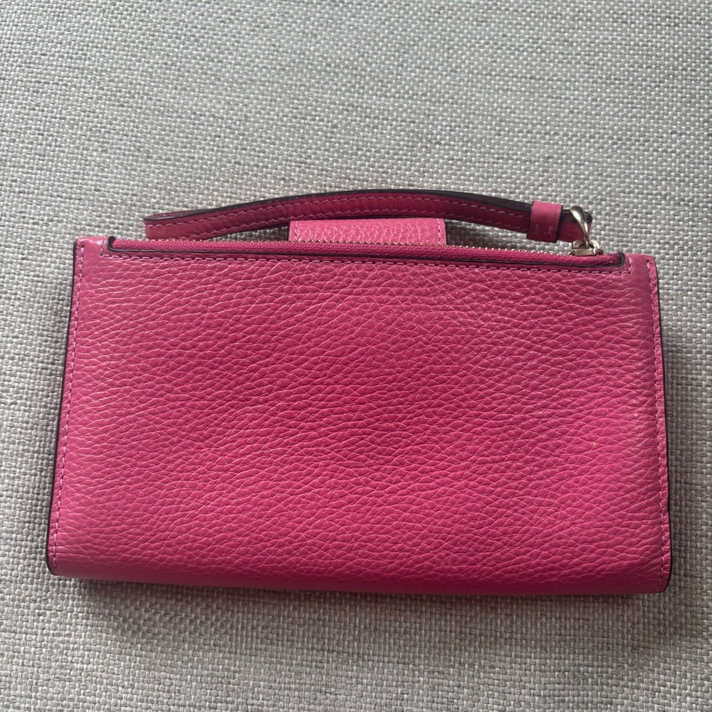 Coach Pink Leather Wristlet Wallet with Stripe Accents - Picture 8 of 11